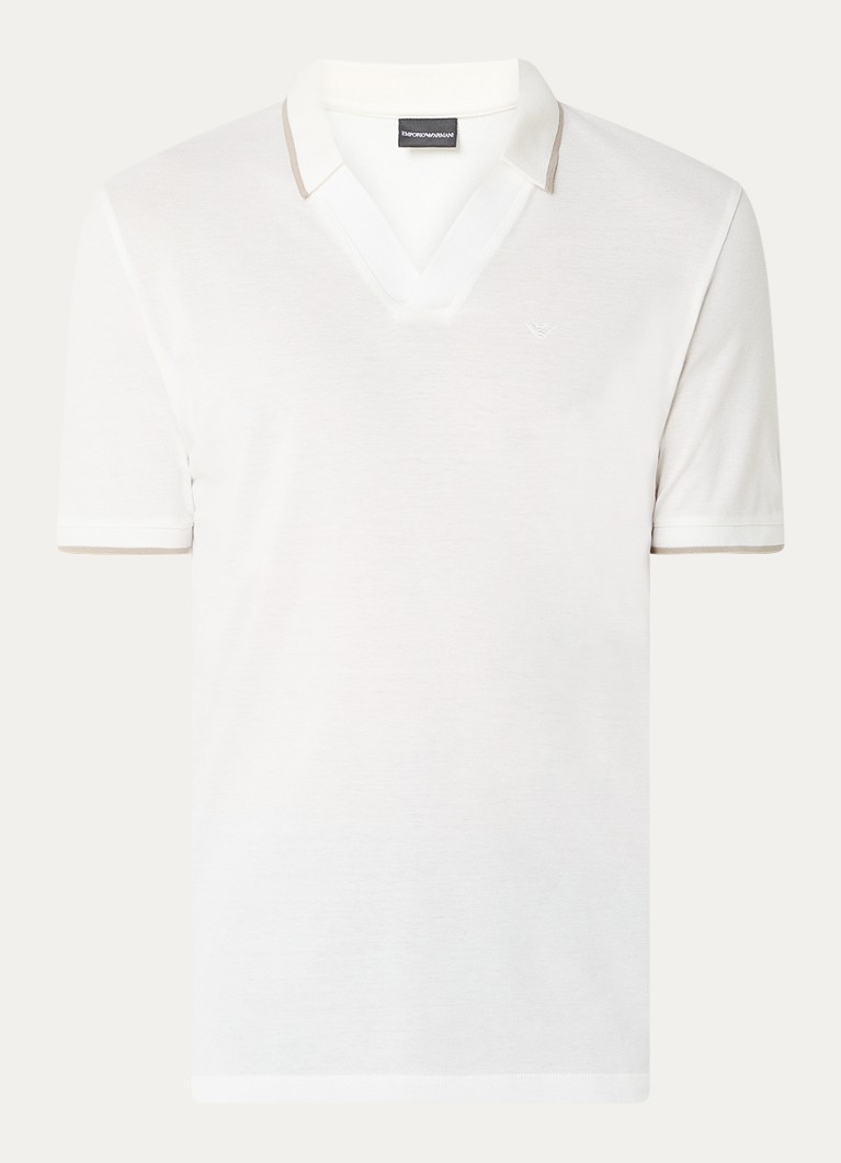 Armani Heren Regular fit polo van piqué katoen met logo in de kleur Wit