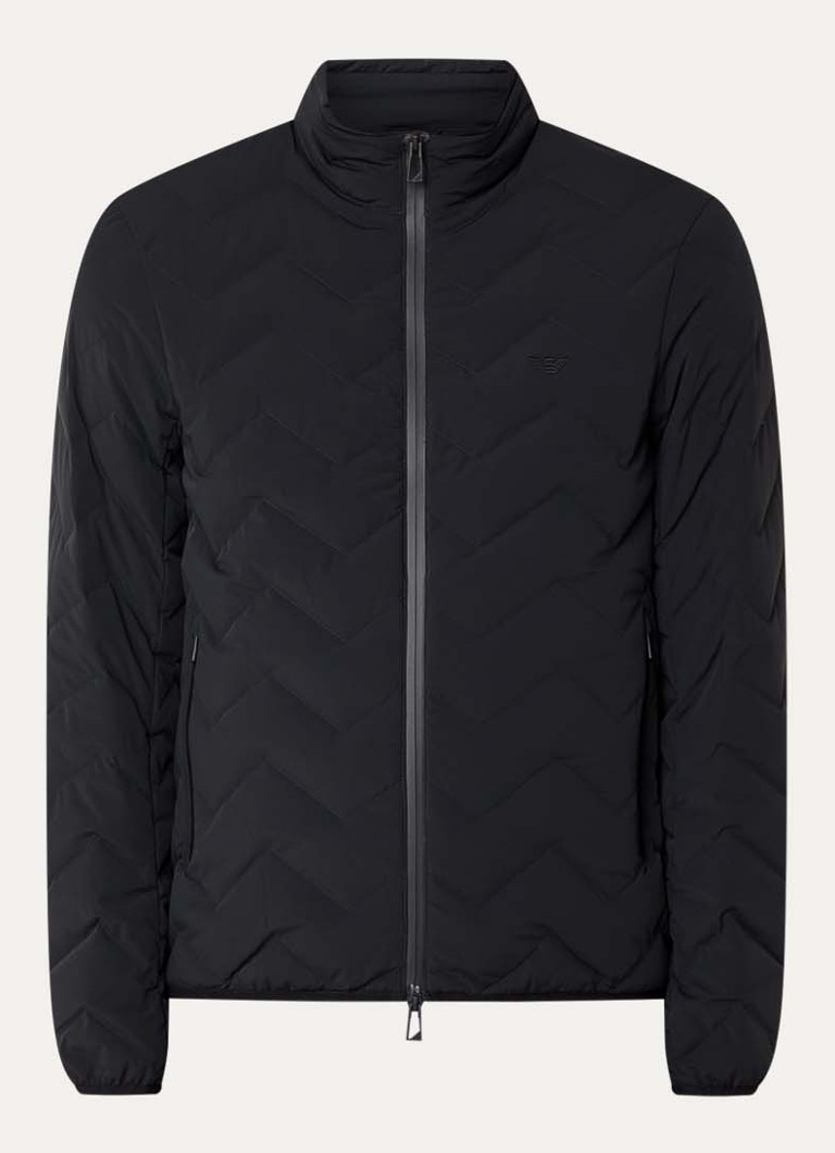 Armani Heren Gewatteerd jack met donsvulling in de kleur Black beauty / zwart