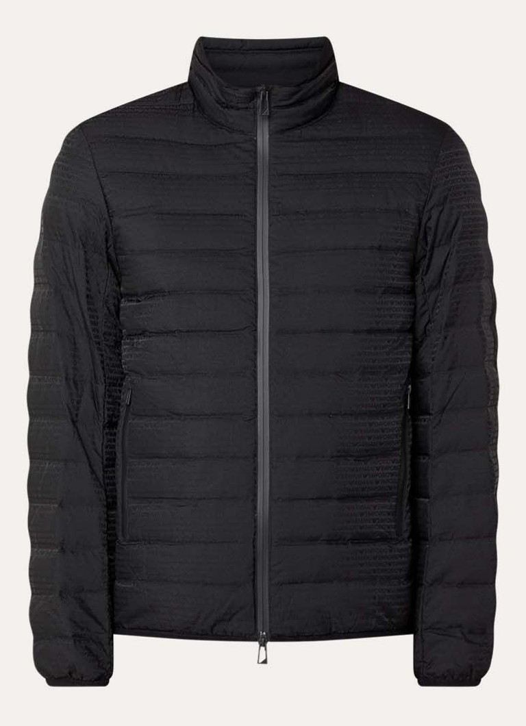 Armani Heren Gewatteerd jack met donsvulling en logoprint in de kleur Black beauty / zwart