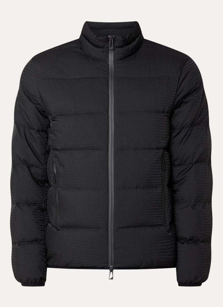 Armani Heren Puffer jack met donsvulling en logoprint in de kleur Black beauty / zwart