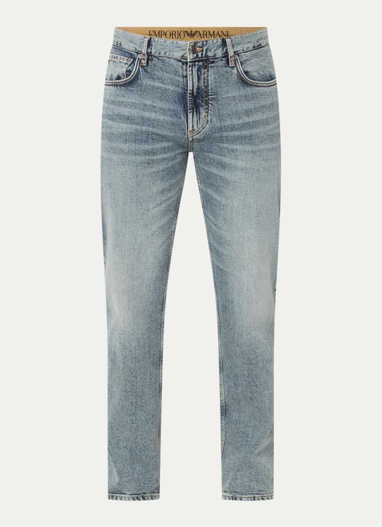 Armani Heren Straight leg jeans met medium wassing in de kleur Indigo