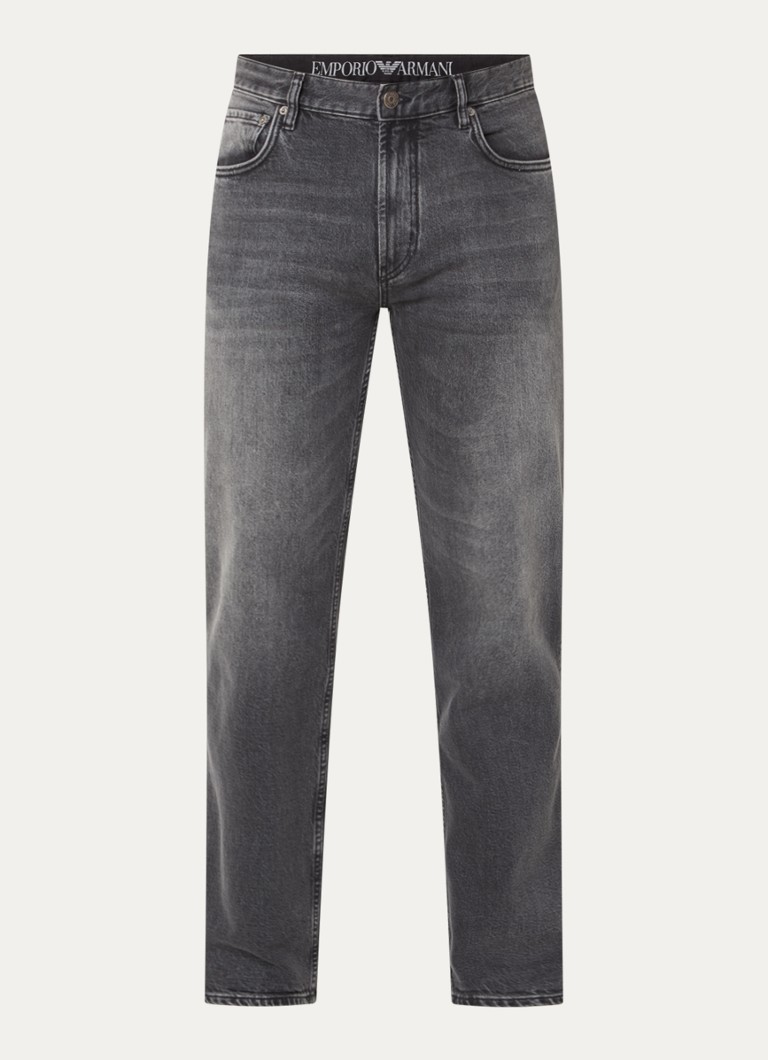 Armani Heren Straight leg jeans met gekleurde wassing in de kleur Grijs