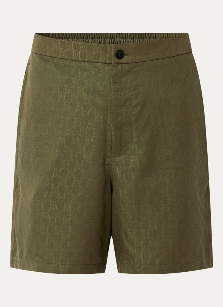 Armani Heren Loose fit korte broek van satijn met logoprint in de kleur Mosgroen