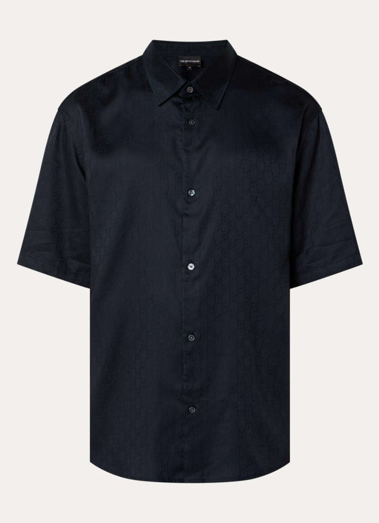 Armani Heren Regular fit overhemd met logoprint in de kleur Donkerblauw