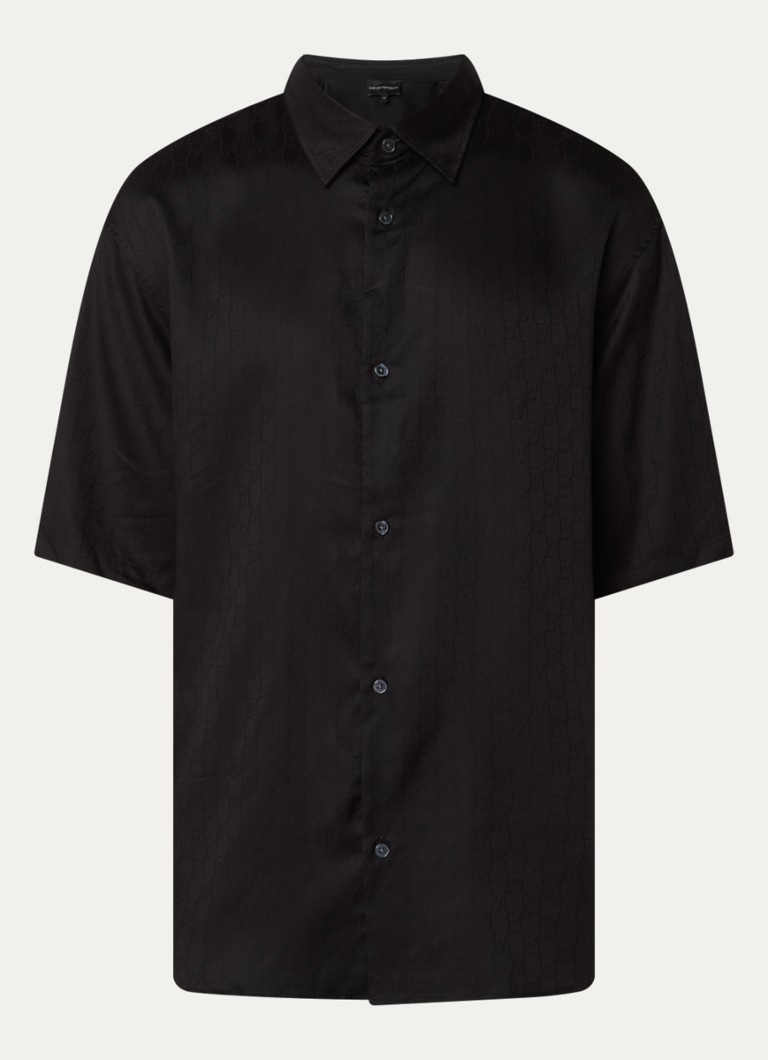 Armani Heren Regular fit overhemd met logoprint in de kleur Zwart