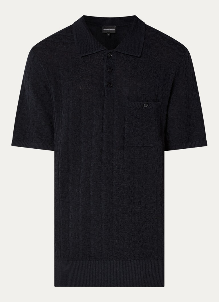 Armani Heren Regular fit polo met structuur in de kleur Donkerblauw