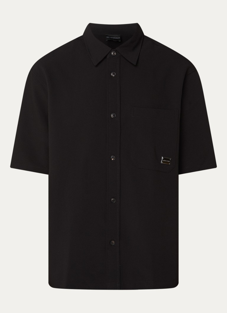 Armani Heren Regular fit overhemd met borstzak in de kleur Zwart