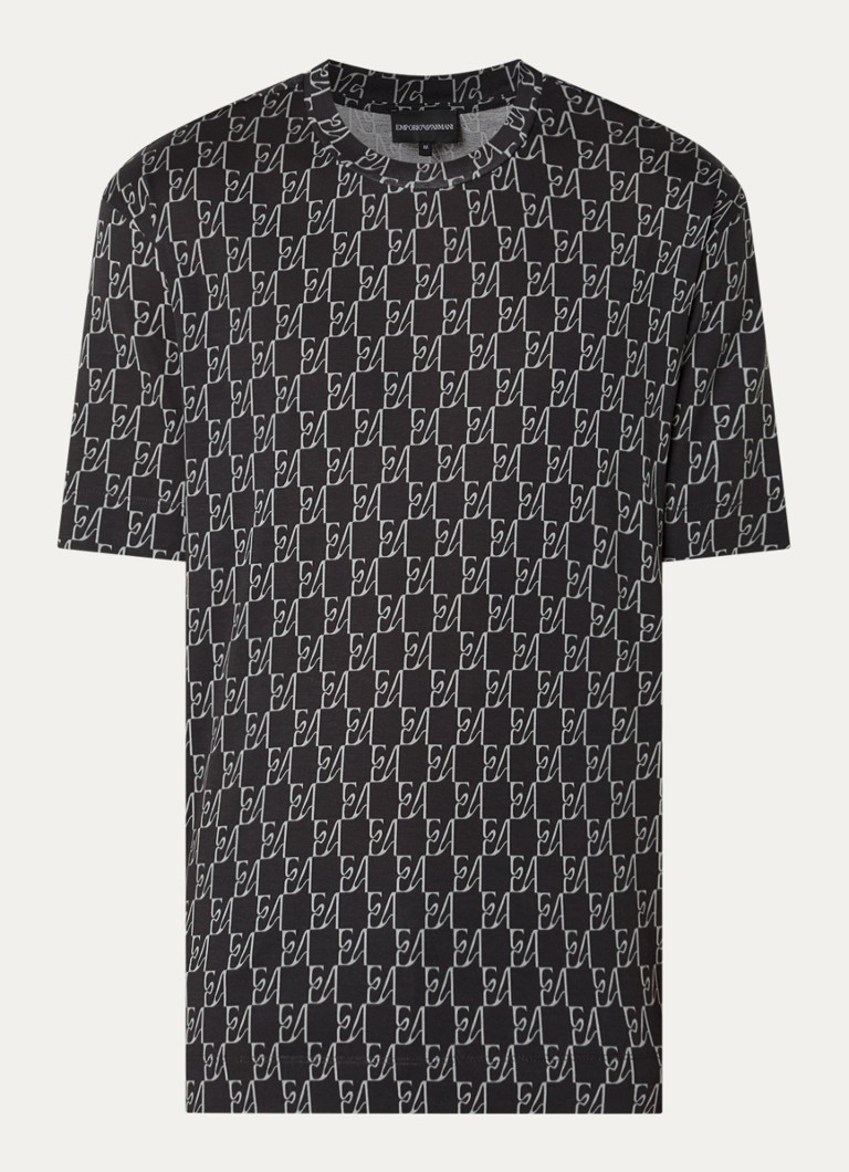 Armani Heren T-shirt met logoprint in de kleur Donkerblauw