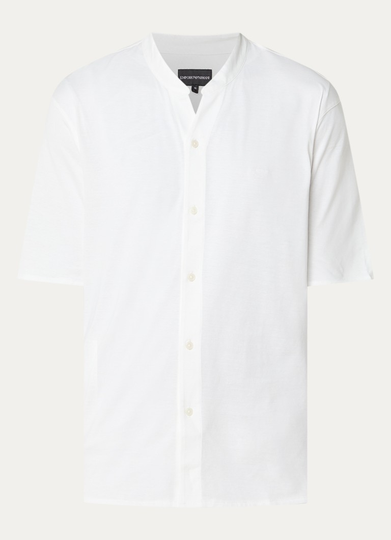 Armani Heren T-shirt met knoopsluiting in de kleur Wit