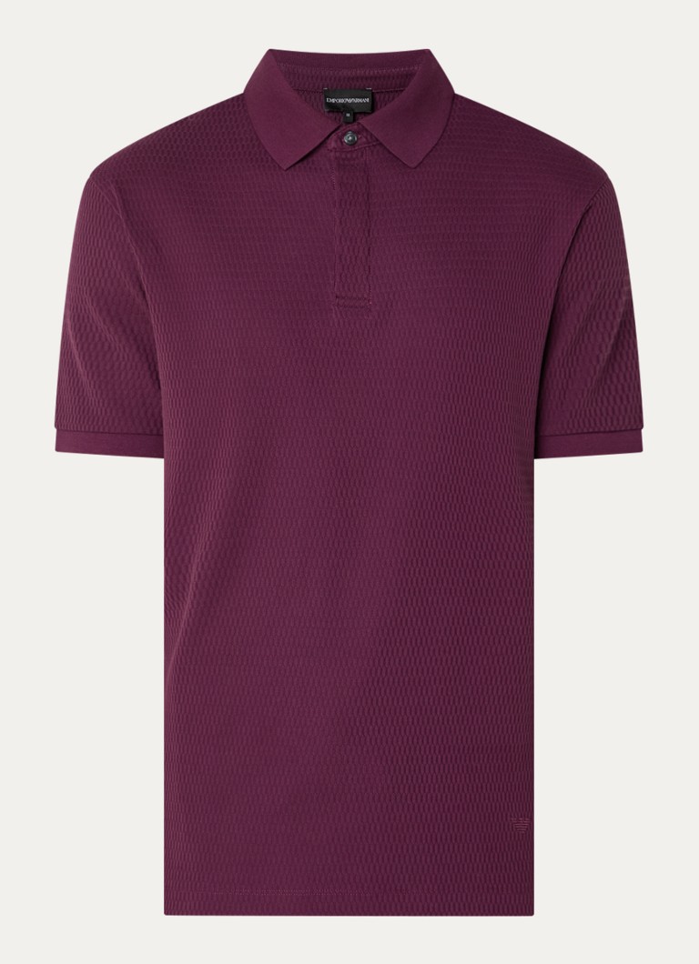 Armani Heren Regular fit polo met structuur in de kleur Aubergine