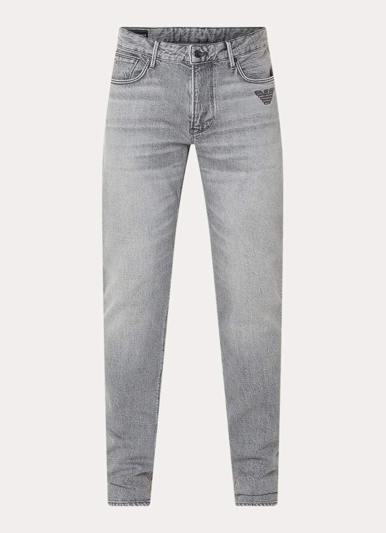 Armani Heren Slim fit jeans met gekleurde wassing in de kleur Lichtgrijs