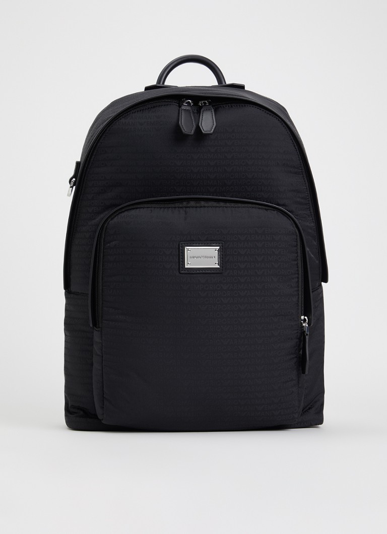 Armani Heren Rugzak met logoprint in de kleur Zwart