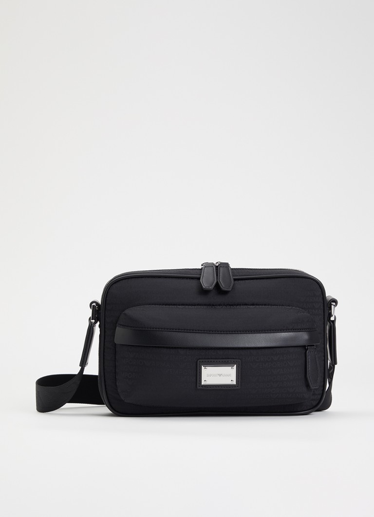 Armani Heren Crossbodytas met logoprint en verstelbare schouderriem in de kleur Zwart