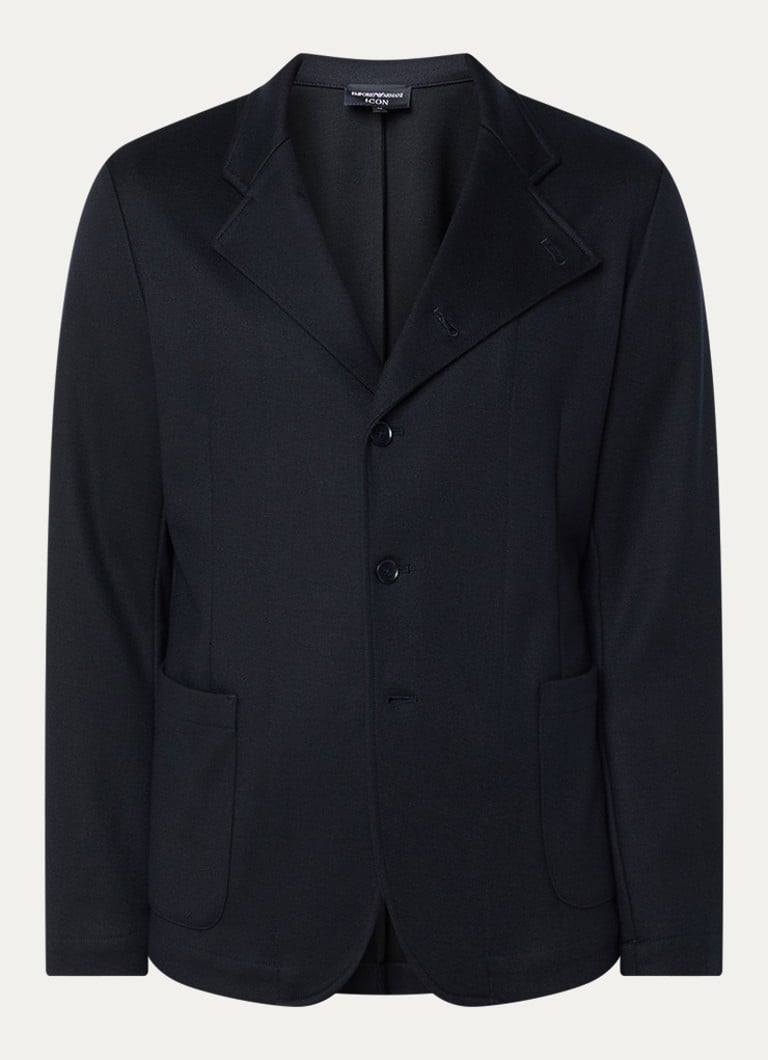 Armani Heren Regular fit colbert in wolblend met opgestikte zakken in de kleur Donkerblauw