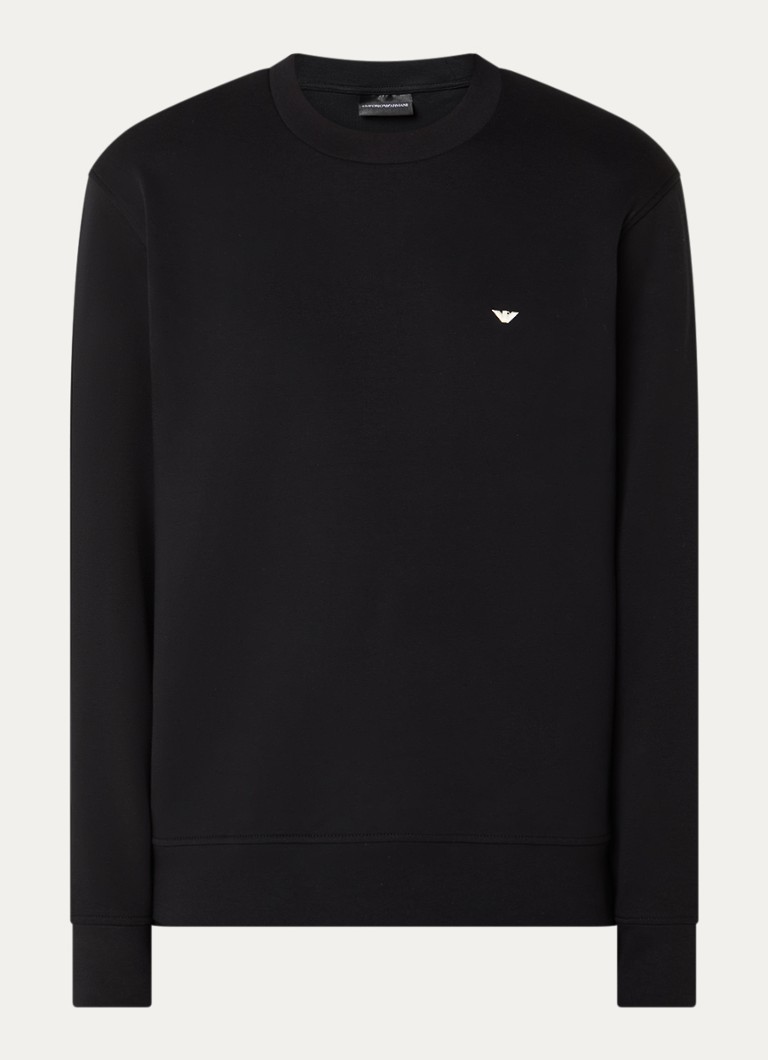 Armani Heren Sweater met logoborduring in de kleur Zwart