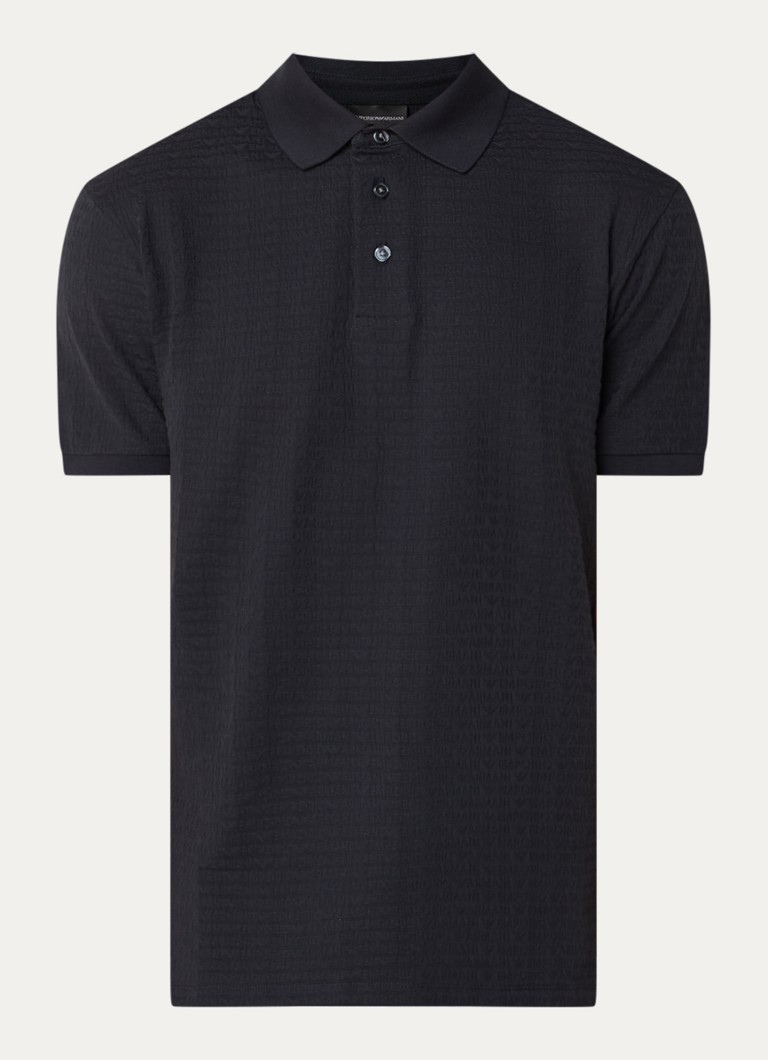 Armani Heren Regular fit polo met logoprint in de kleur Donkerblauw