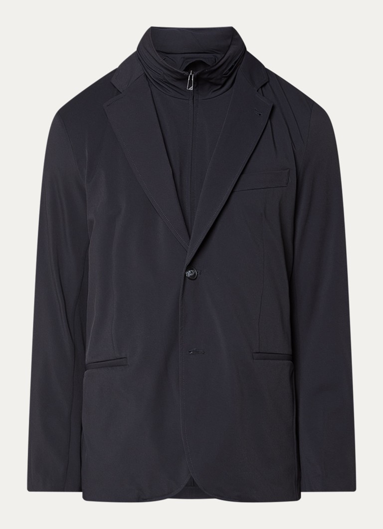 Armani Heren Regular fit colbert met uitneembare voering en opgbergbare capuchon in de kleur Donkerblauw