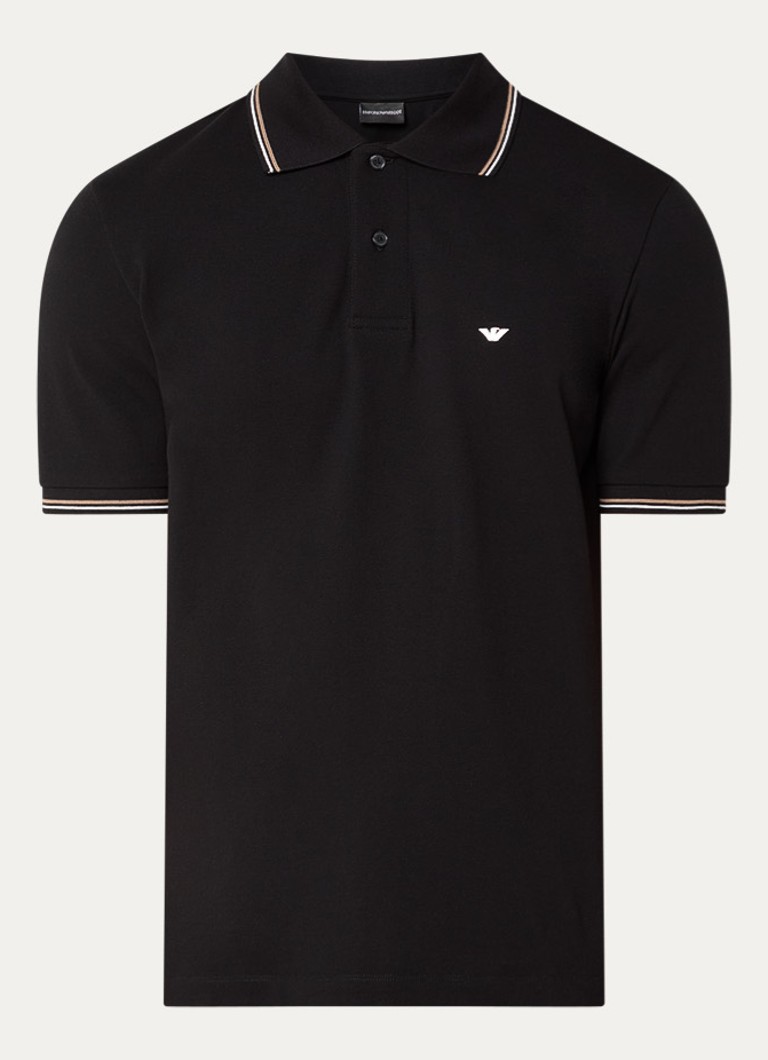 Armani Heren Regular fit polo met logoborduring in de kleur Zwart