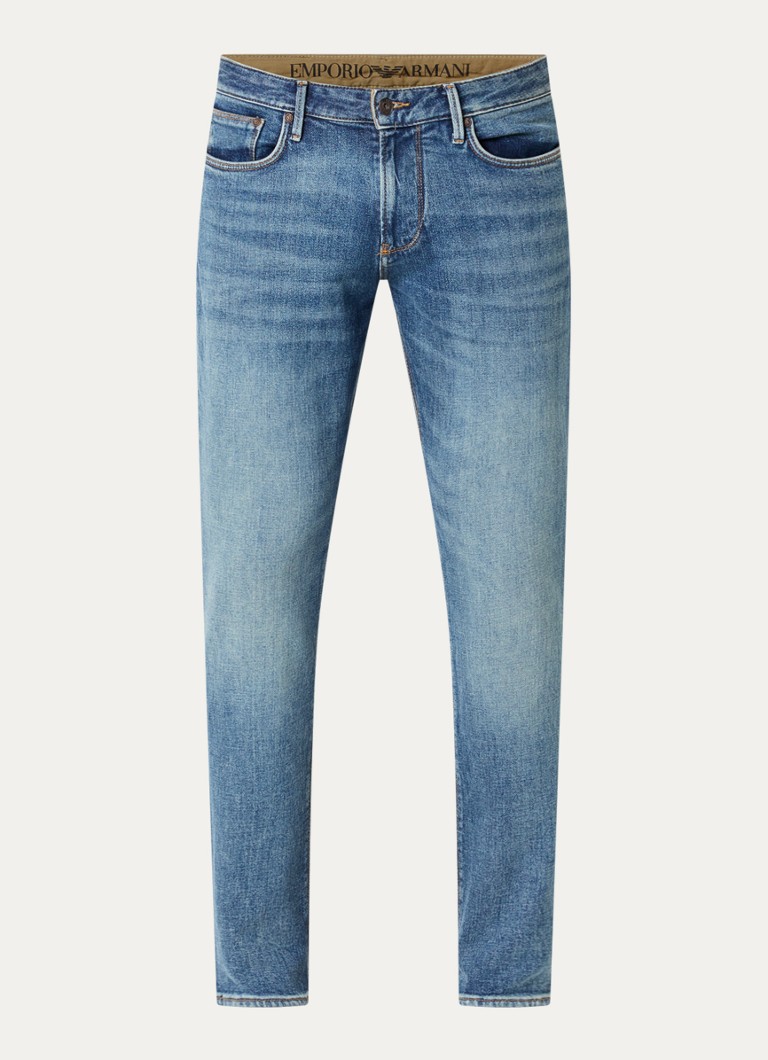 Armani Heren Slim fit jeans met medium wassing en steekzakken in de kleur Indigo
