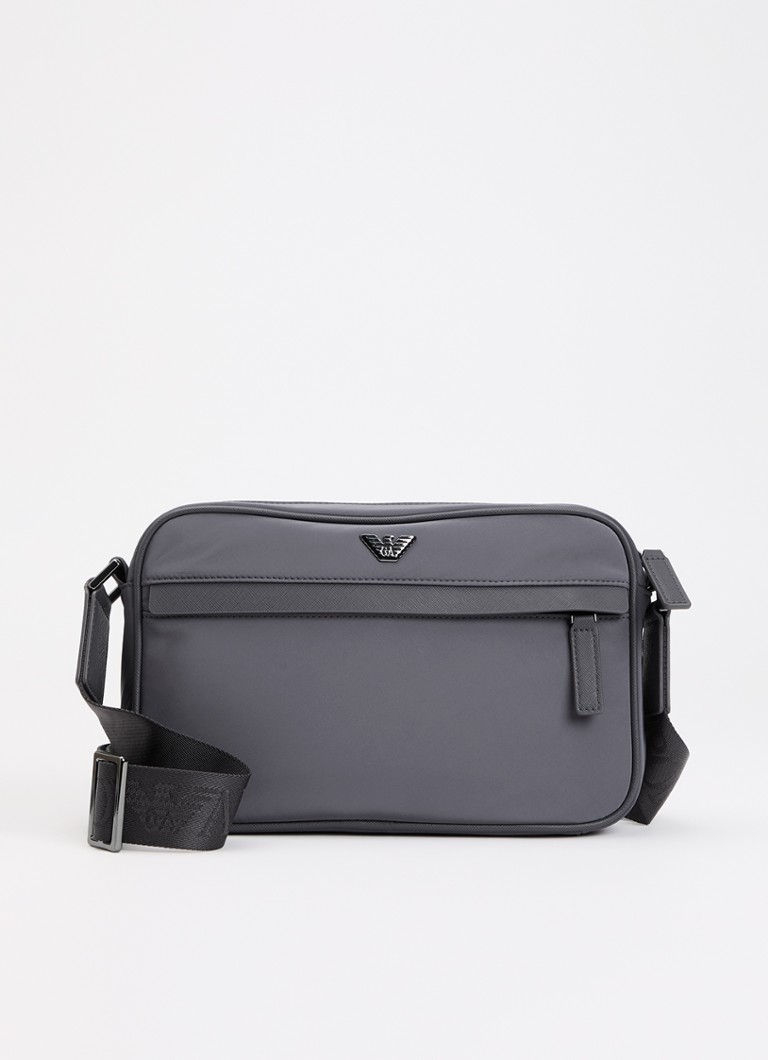 Armani Heren Crossbodytas met afneembare schouderriem en logo in de kleur Blauwgrijs