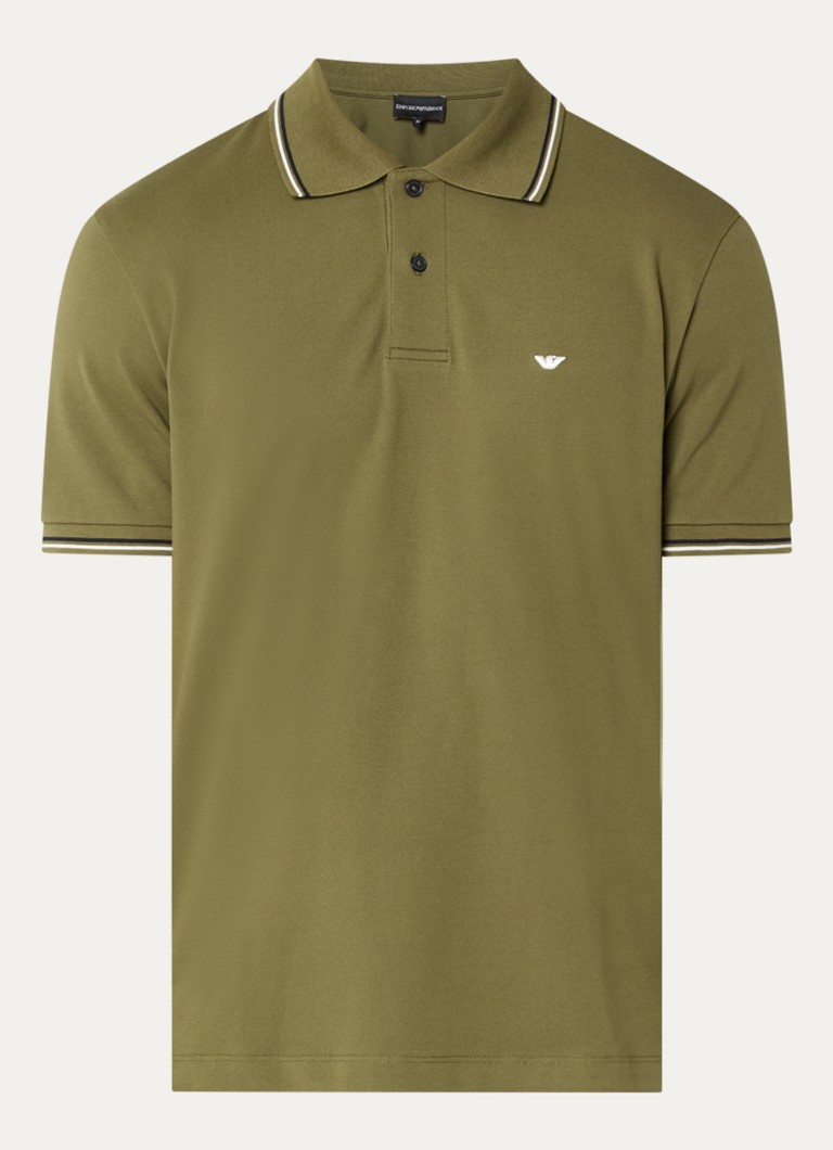 Armani Heren Regular fit polo met logoborduring in de kleur Bronsgroen