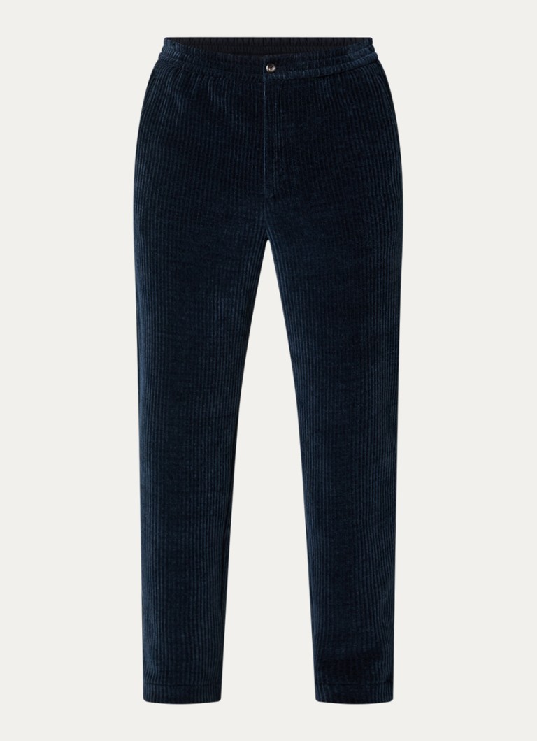 Armani Heren Straight fit chino van corduroy in de kleur Donkerblauw