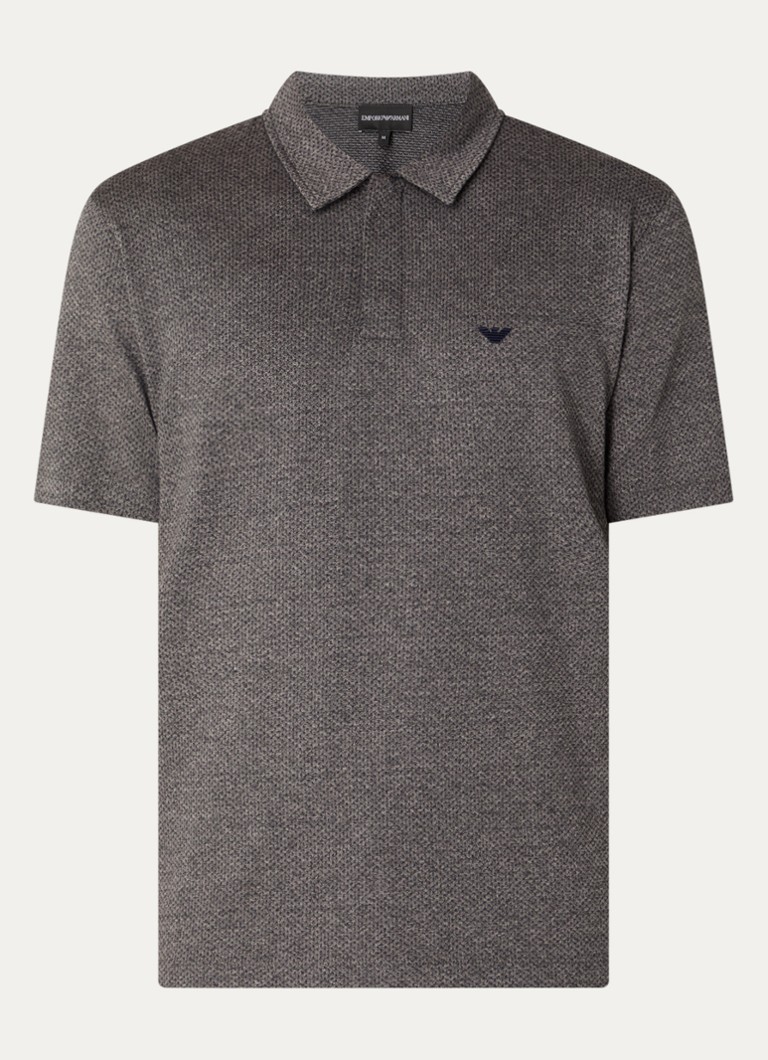 Armani Heren Regular fit polo met structuur in de kleur Donkergrijs