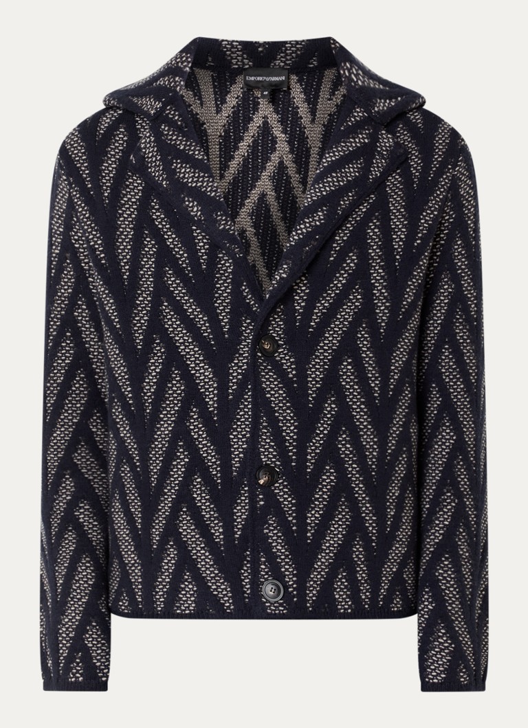 Armani Heren Vest van scheerwol met ingebreid patroon in de kleur Donkerblauw