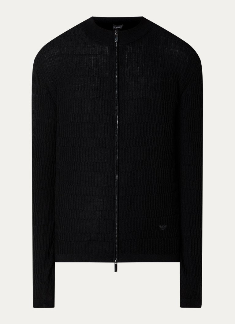 Armani Heren Fijngebreid vest in wolblend in de kleur Zwart