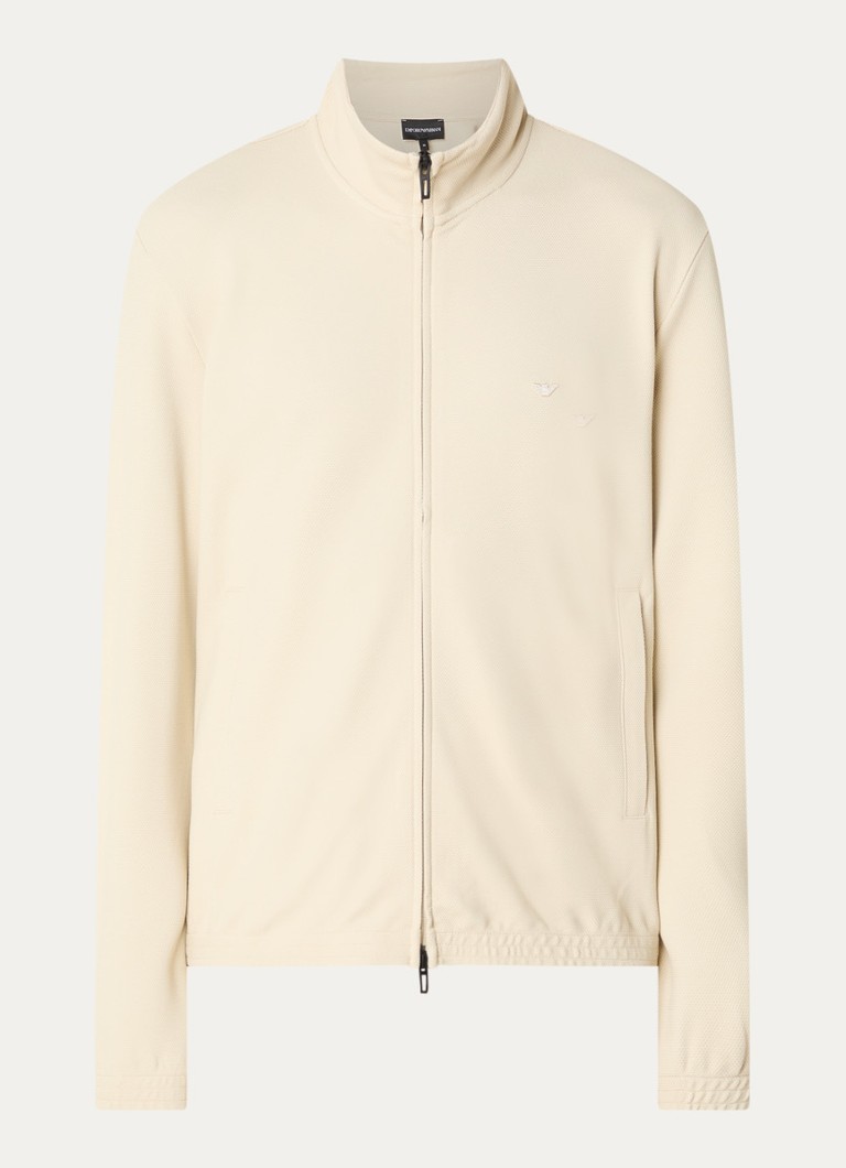 Armani Heren Sweatvest met logo en ritszakken in de kleur Ivoor