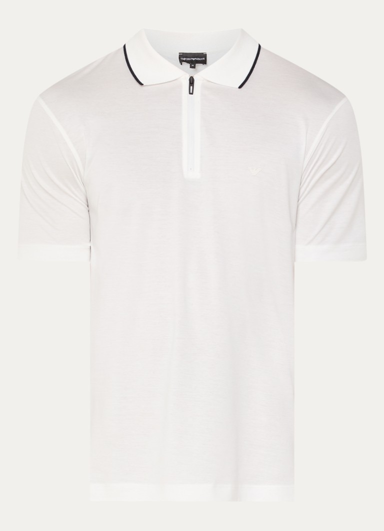 Armani Heren Regular fit polo met halve rits in de kleur Wit