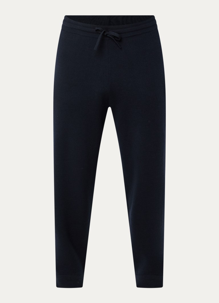 Armani Heren Tapered fit joggingbroek in scheerwolblend in de kleur Donkerblauw