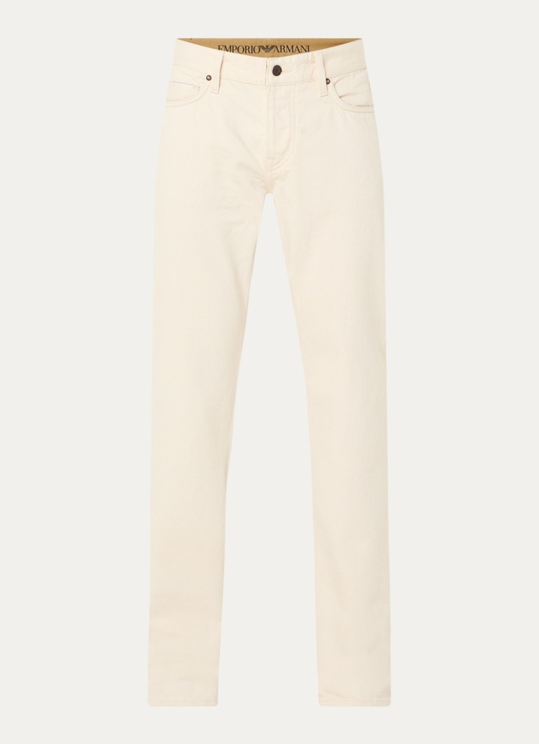 Armani Heren Straight leg jeans met gekleurde wassing in de kleur Creme