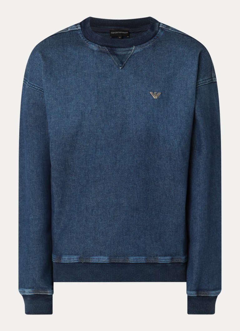 Armani Heren Sweater van denim in de kleur Blauw