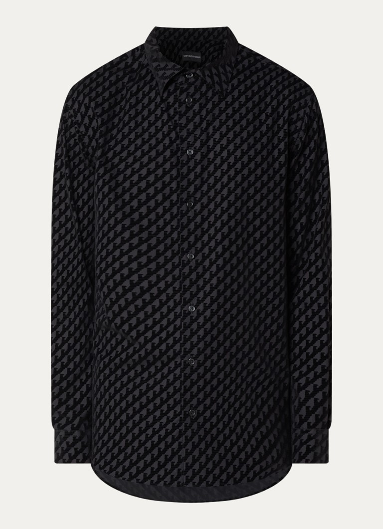 Armani Heren Regular fit overhemd met logoprint in de kleur Zwart