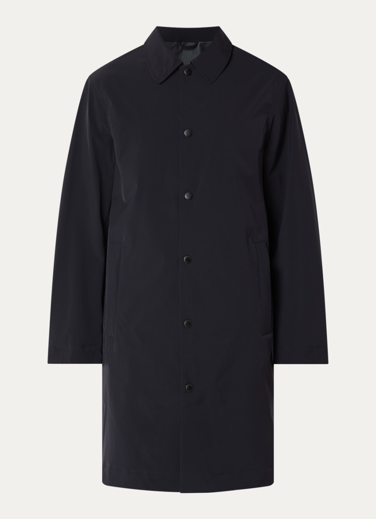 Armani Heren Trenchcoat met ritszakken en kraag in de kleur Donkerblauw
