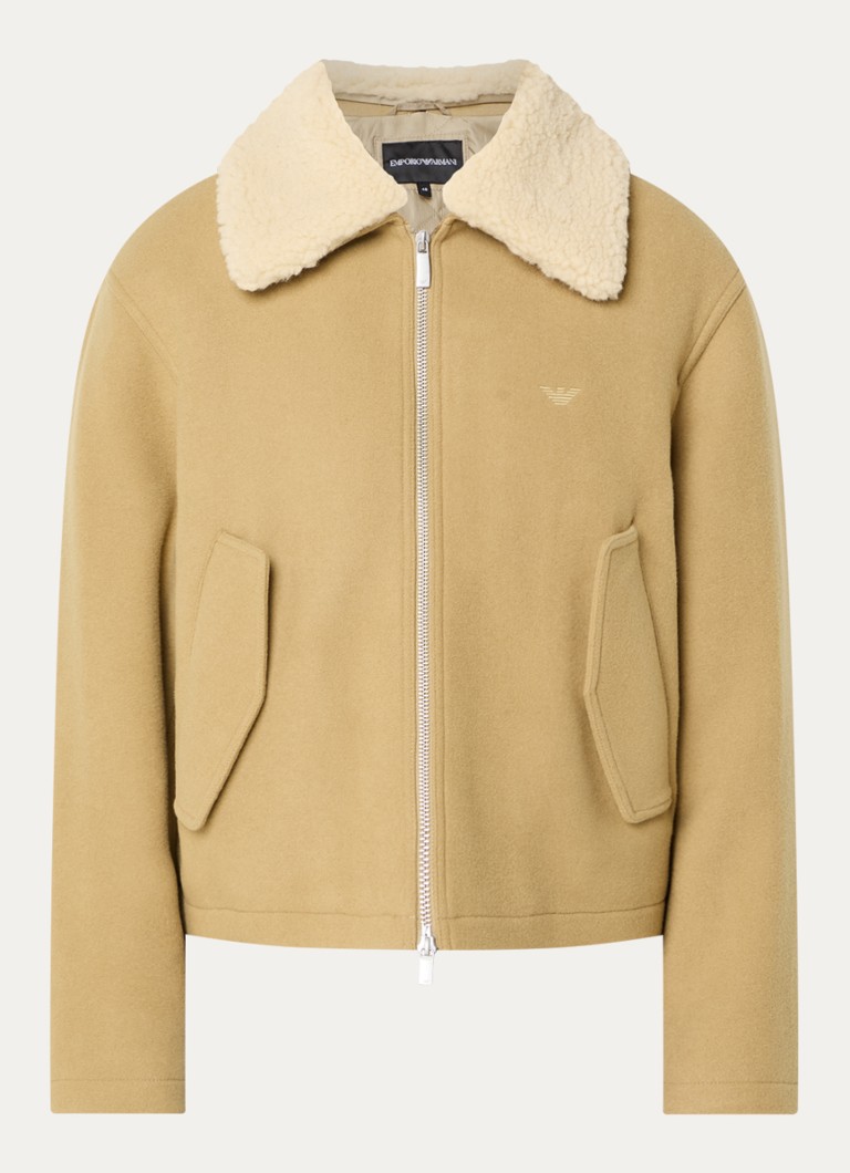 Armani Heren Jack van wol met teddy kraag in de kleur Bordeauxrood