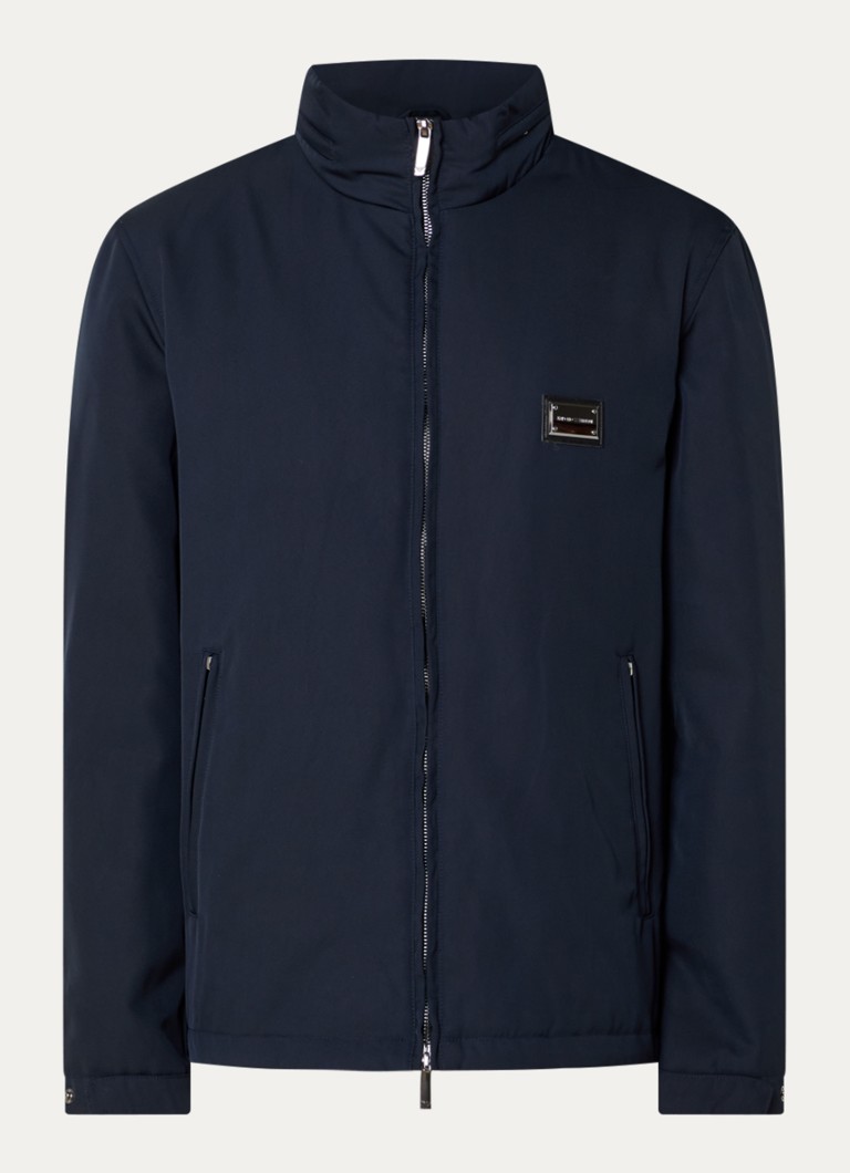 Armani Heren Softshell jack met opbergbare capuchon en ritszakken in de kleur Donkerblauw