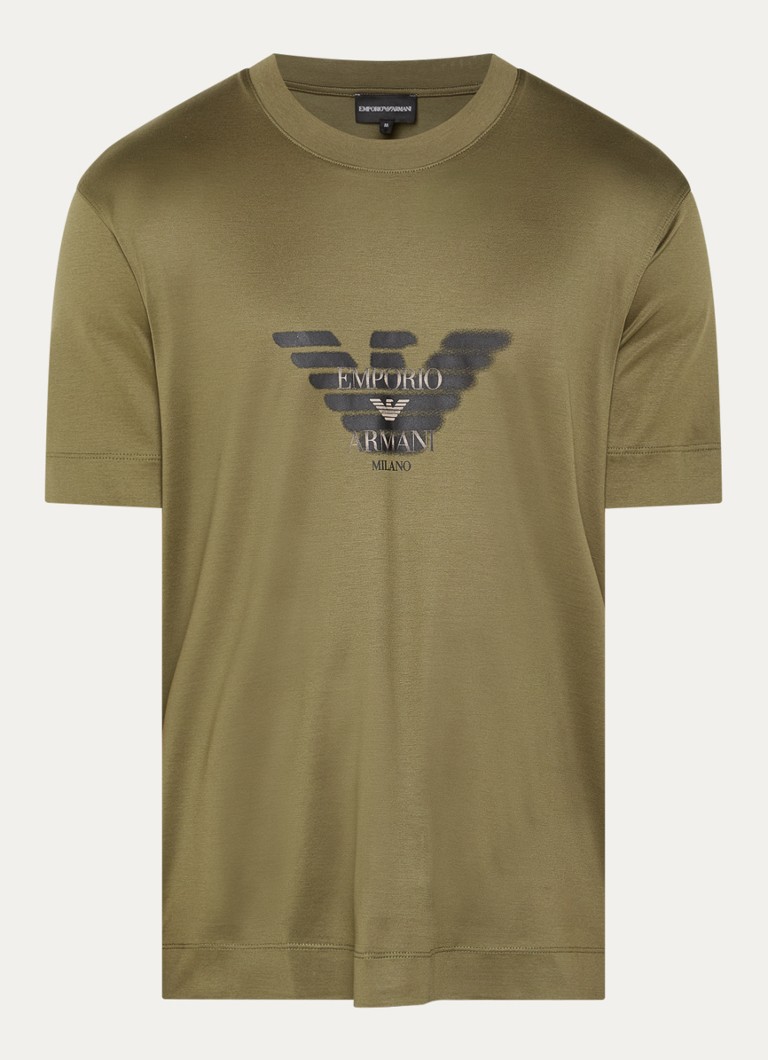 Armani Heren T-shirt met logoprint in de kleur Mosgroen