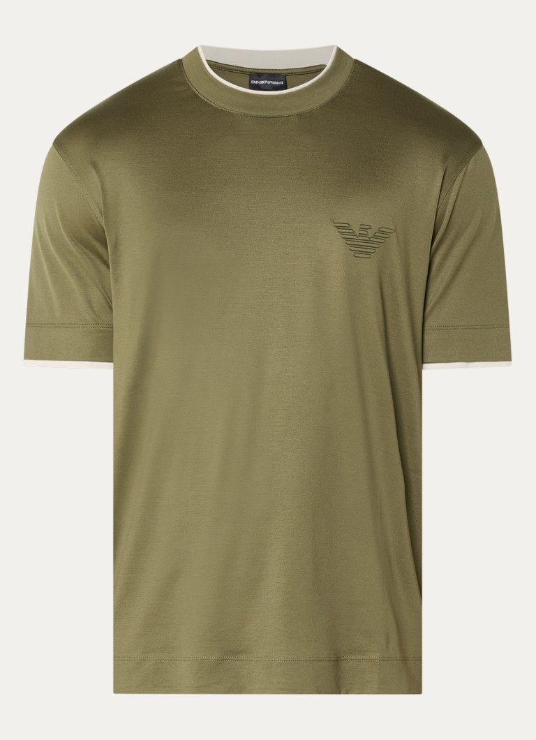 Armani Heren T-shirt met logoprint in de kleur Bronsgroen