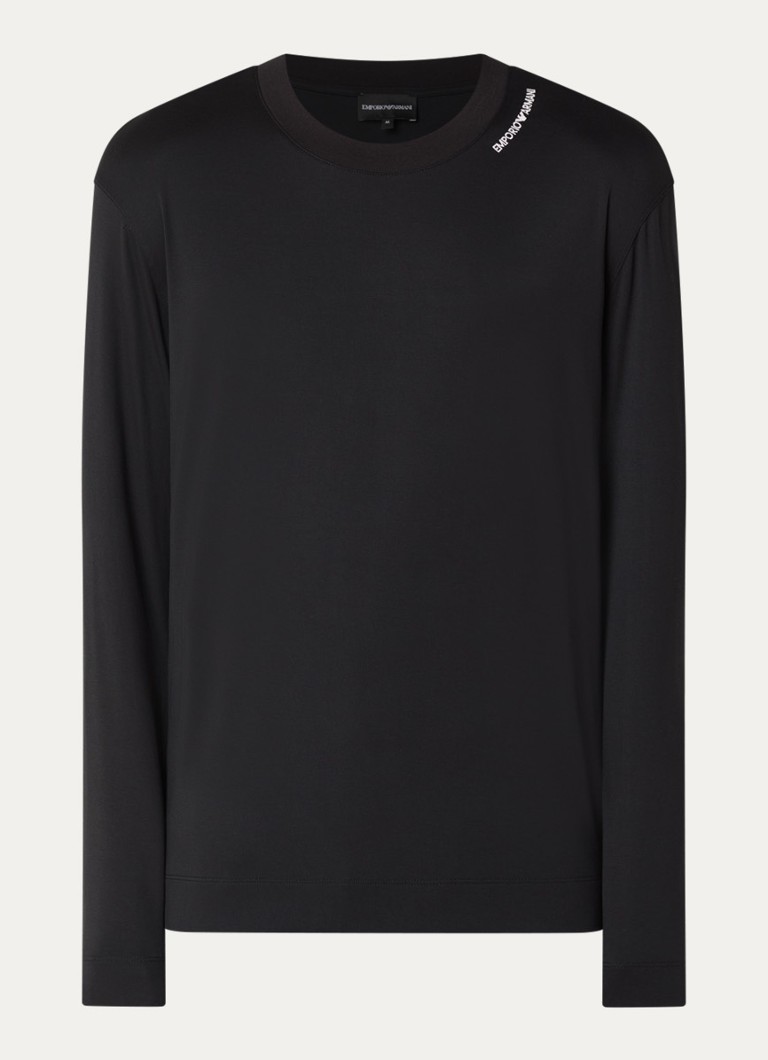 Armani Heren Longsleeve met logo in de kleur Zwart