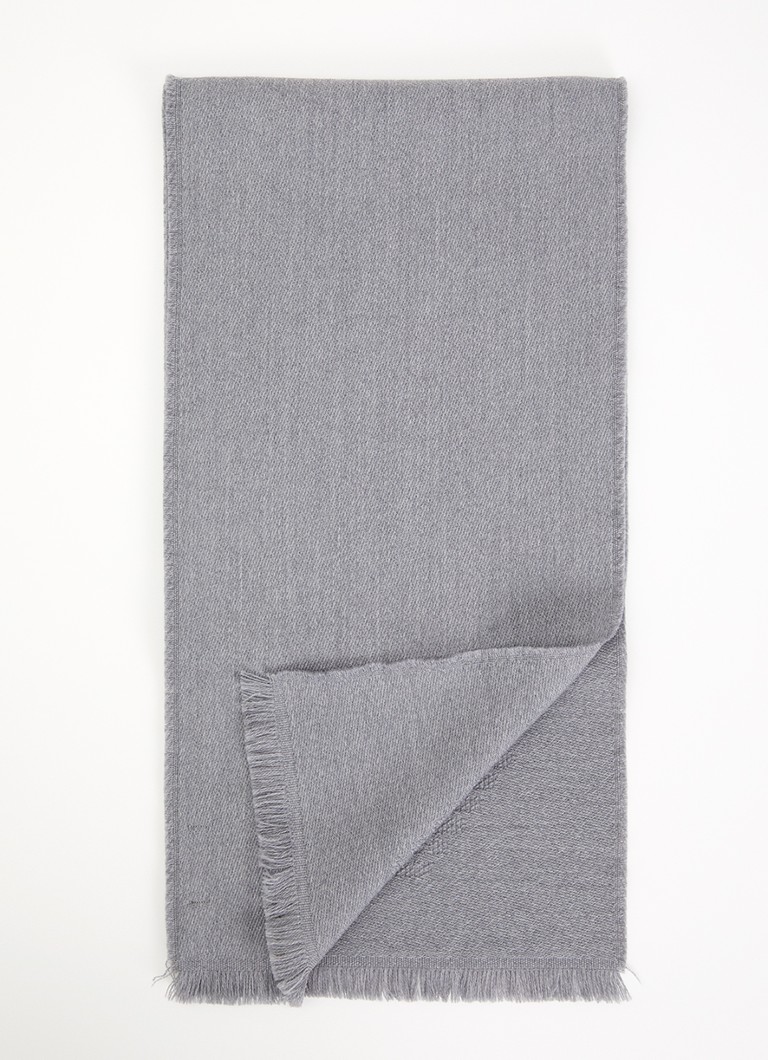 Armani Heren Sjaal van scheerwol 180 x 26 cm in de kleur Grijs