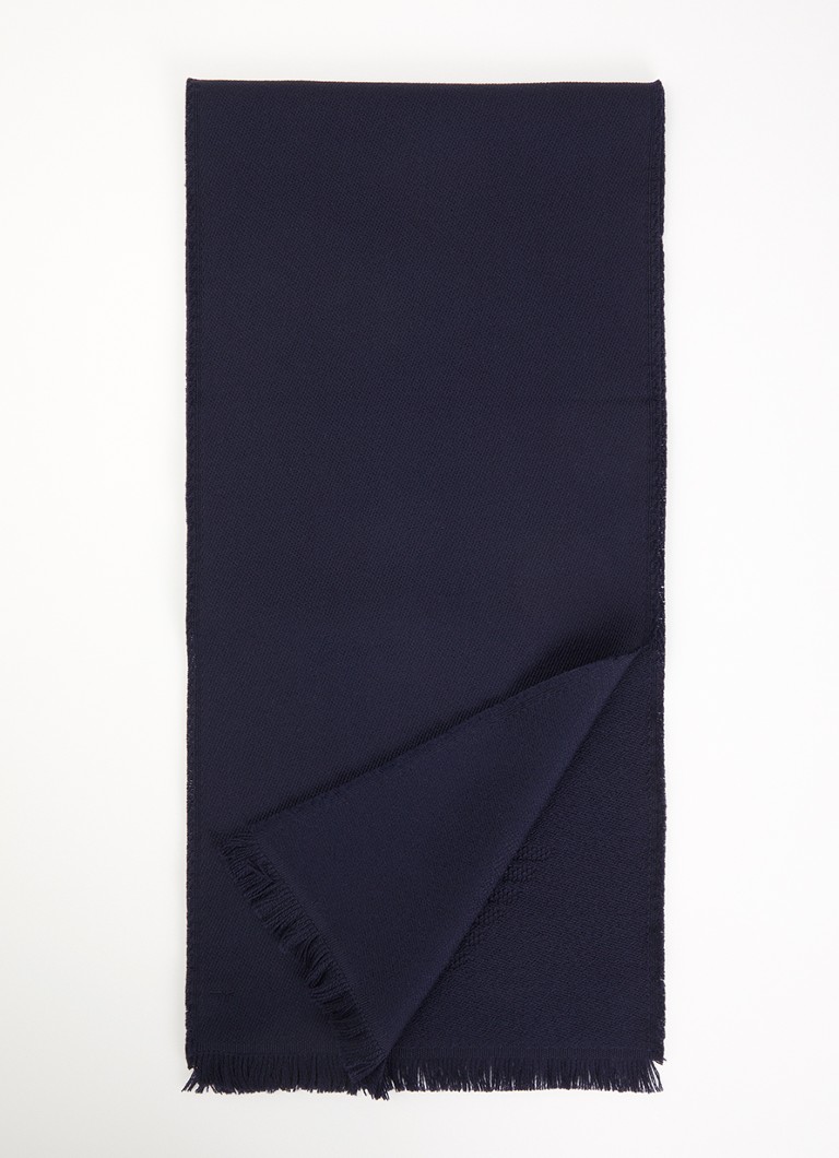 Armani Heren Sjaal van scheerwol 180 x 26 cm in de kleur Donkerblauw
