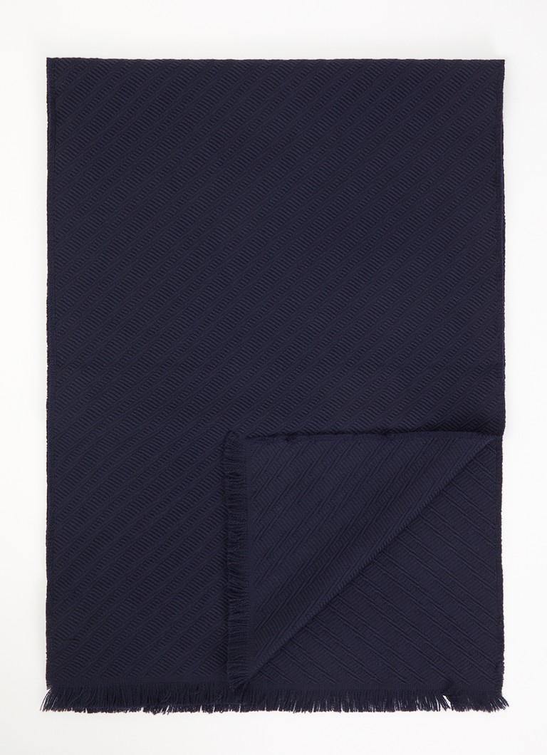 Armani Heren Sjaal van scheerwol 180 x 39 cm in de kleur Donkerblauw