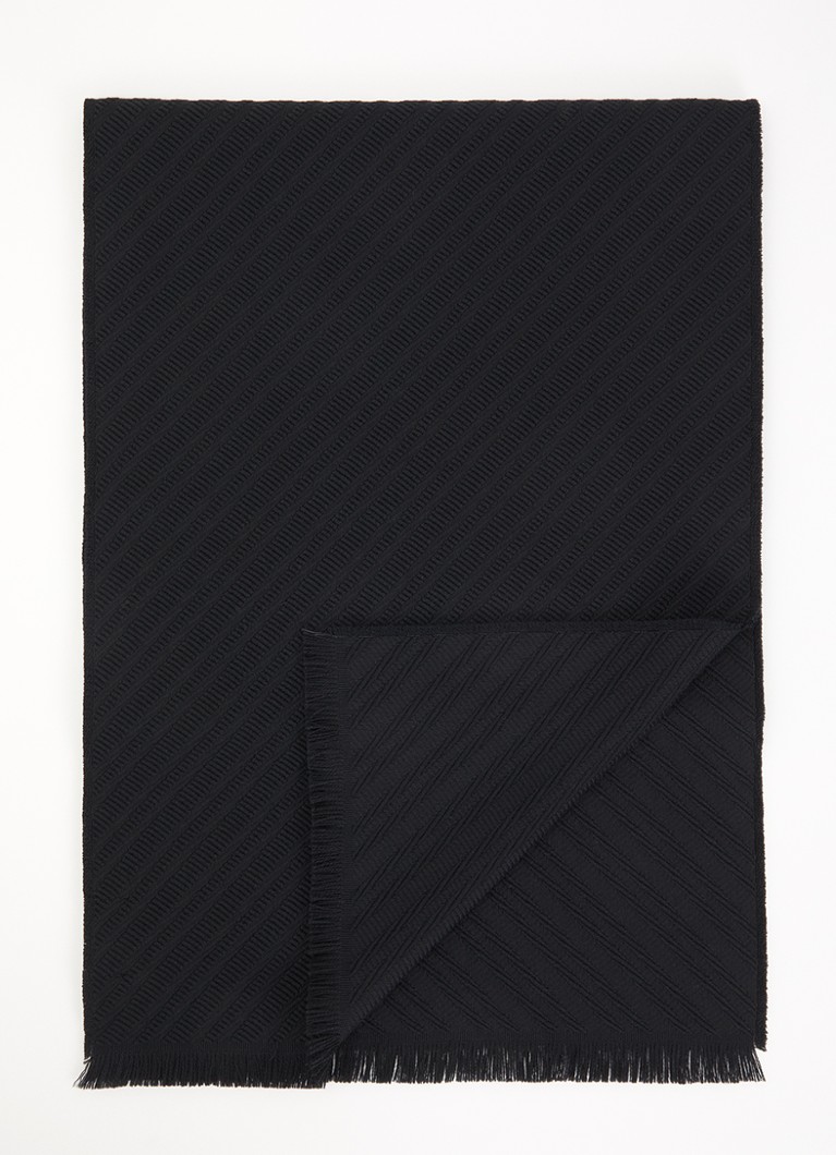 Armani Heren Sjaal van scheerwol 180 x 39 cm in de kleur Zwart