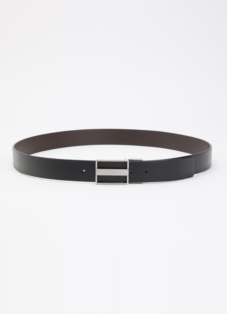 Armani Heren Plate riem van leer in de kleur Zwart