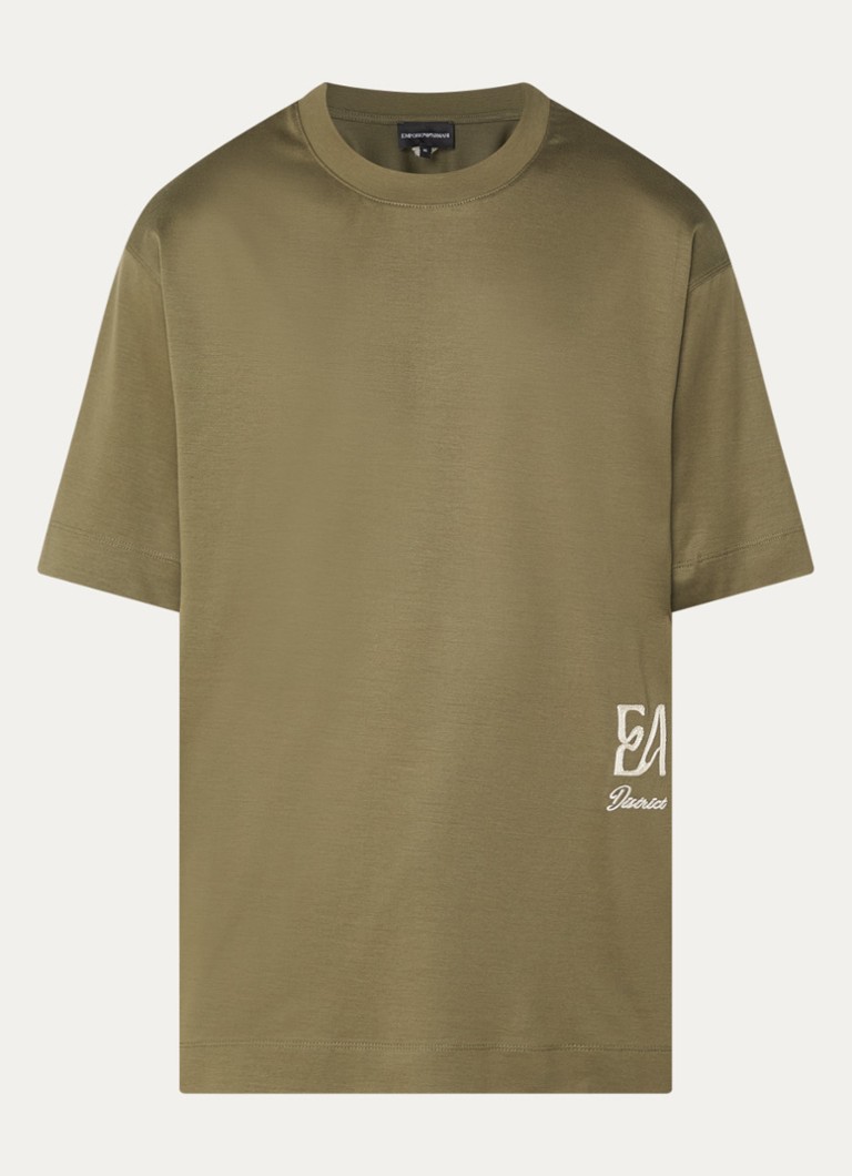 Armani Heren T-shirt met logoprint in de kleur Mosgroen