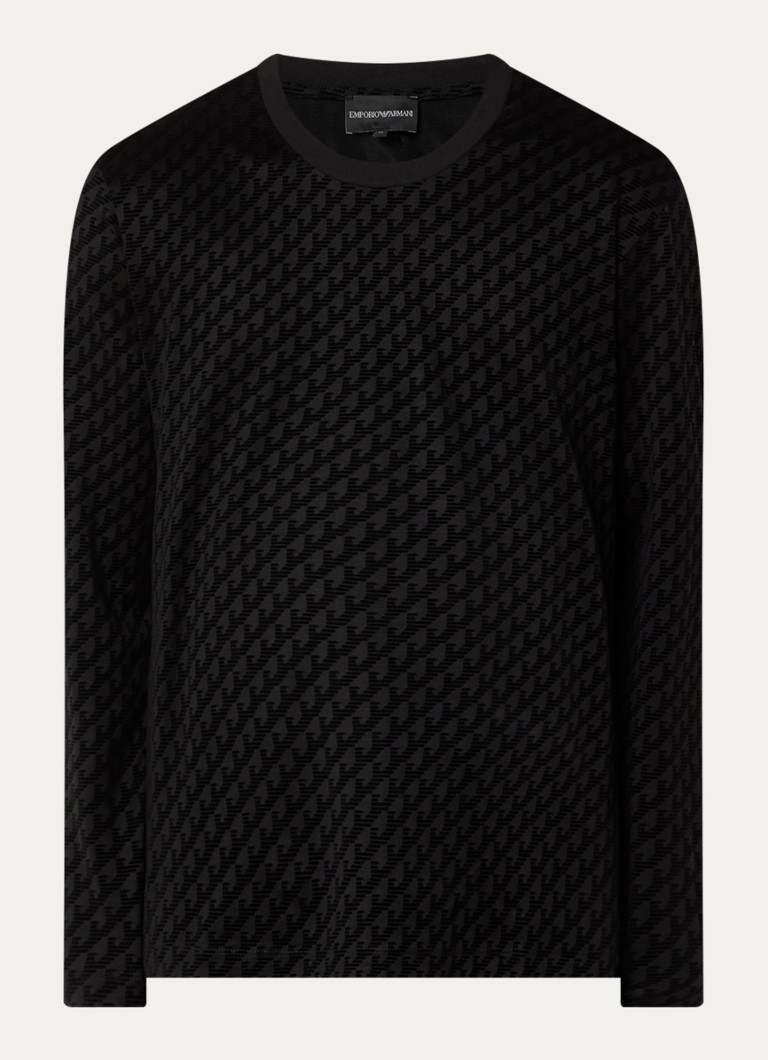 Armani Heren Longsleeve met logoprint in de kleur Zwart