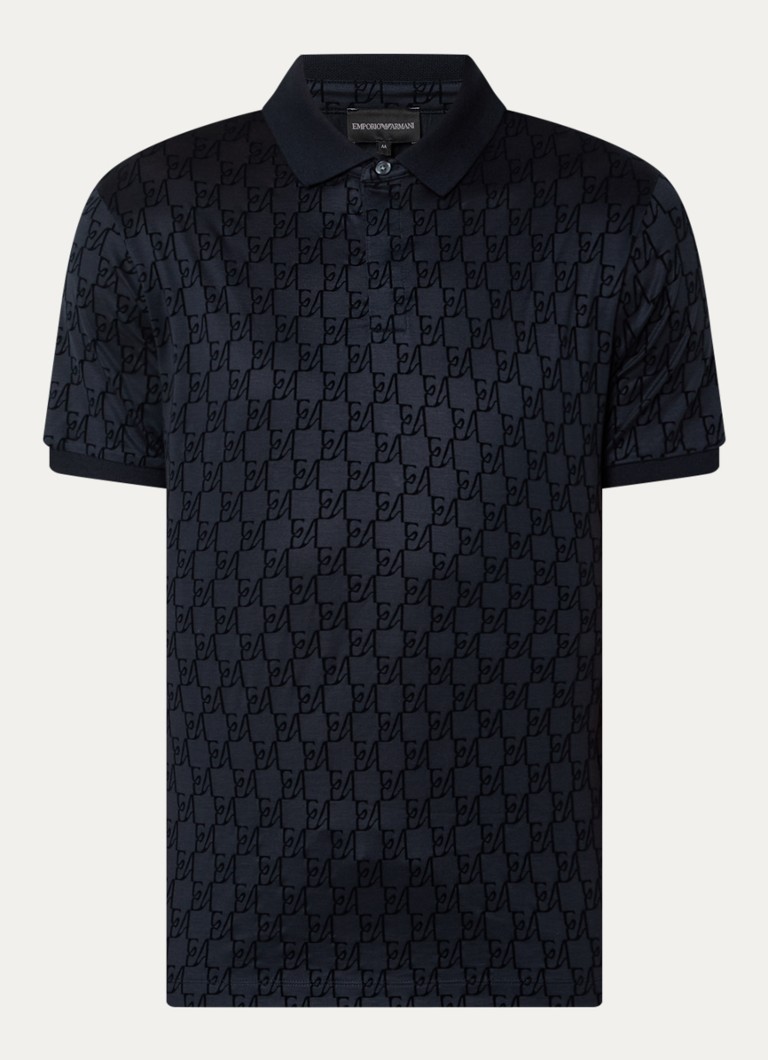Armani Heren Regular fit polo met logoprint in de kleur Donkerblauw
