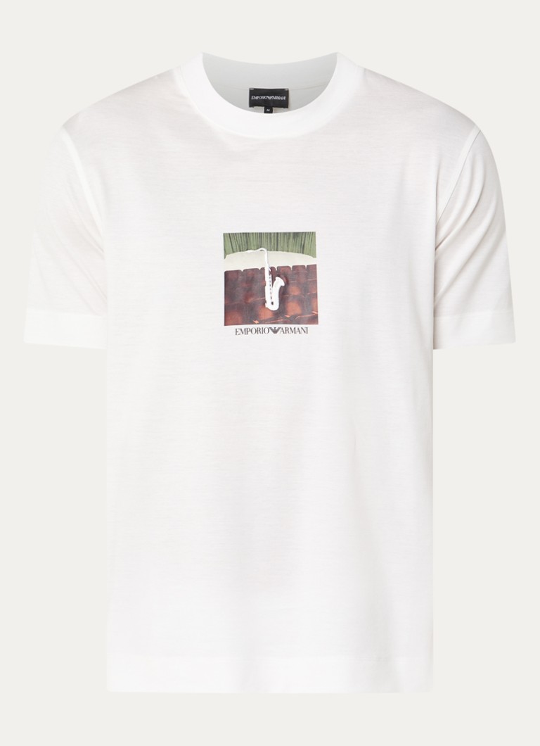Armani Heren T-shirt met print in de kleur Wit